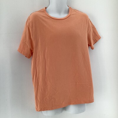 Muskatnuss Herren Pfirsich Orange Uni T-Shirt Large 100% Baumwolle Rundhals Freizeit