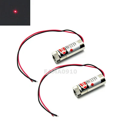 JOLOOYO 2pcs Modulo diodo laser 5mW 650nm rosso punto focalizzabile 3-5V 12x35mm