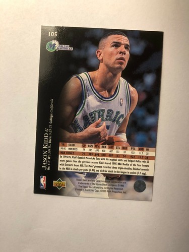 Rookie 1995 JASON KIDD Upper Deck Basketball Card # 105 Made in USA - Picture 4 of 5