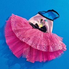 BUILD A BEAR Pink Mini Mouse Seqin Dress With Black Bow Detail 2012 Edition VGC