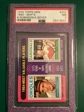 1975 Topps Mini - 1964 MVP  Brooks Robinson, Ken Boyer #202 PSA 7 color match