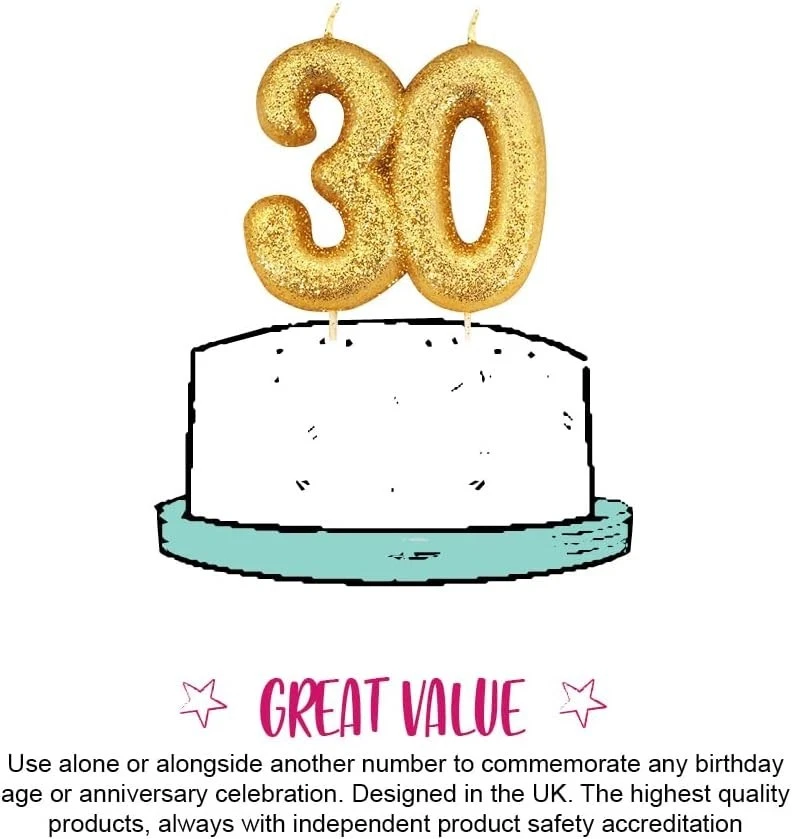 Vela dorada brillante edad adorno de pastel fiesta de cumpleaños número celebración decoración Foto 3 de 4