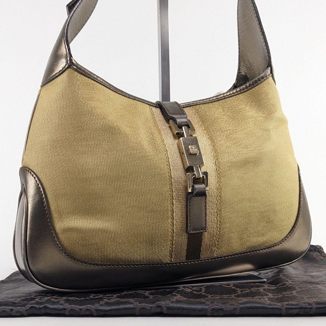 GUCCI Sherry Line Gold Beige Brown Authentic Shoulder Bag Purse