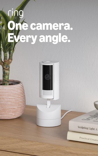 Ring - Pan-Tilt Indoor Security Cam with 360° Horizontal Pan Coverage - White