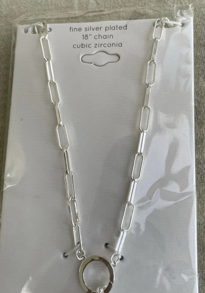 Collar Plato Plata 18" Perla Agua Dulce Inicial Y Circonita Cúbica Sin Escribir Foto 4 de 4