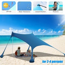 Beach Tent Sun Shelter Portable Sun Shade Canopy Awning with Sandbag 6.8ftx6.5ft