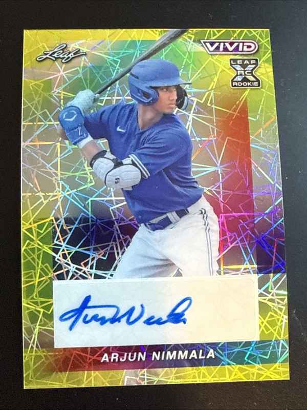 Arjun Nimmala Auto 1/1 2023 Leaf Vivid Autograph #BA-AN1 Yellow Laser 1 Of 1