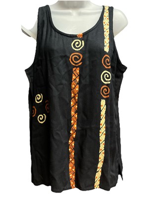 Woman s Boho Shirt Sleeveless Top Earth Colors Western Chic Vintage Size Large