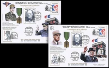2 FDC France 2025 "W. CHURCHILL, Compagnon de la Libération - DE GAULLE" N°1-27 