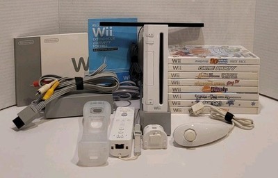 Nintendo Wii Console RVL-001 White Bundle With Accessories & 8 Games Tested EUC