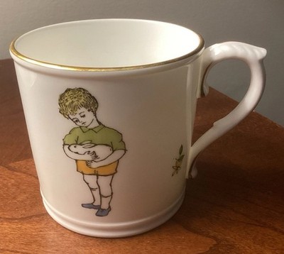 Royal Worcester Friday's Child Boy Bone China Hand Painted Cup Mug 3 1/8  Tall