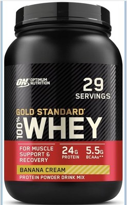 Optimum Nutrition Gold Standard 100% Whey Protein Powder, Banana Cream 3 Pack