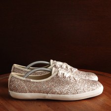 Tenis informales Keds X Kate Spade para mujer talla 7 dorado brillo boda