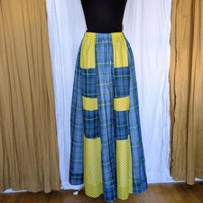 Vintage 70s Chessa Davis patchwork polka dot Peddler's Cloak Skirt Small