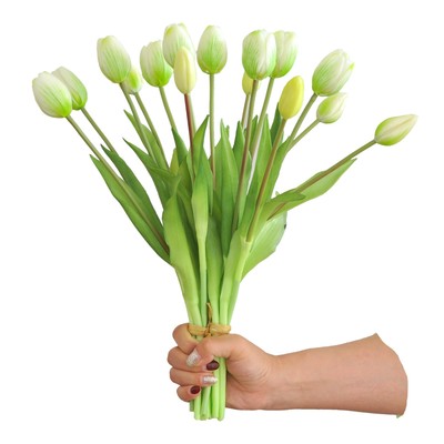 15pcs Artificial Tulip Flowers, Real Touch Latex Tulip Bouquets, Fake Tulip B...