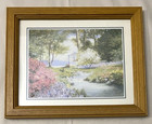 Robert Doares Gazebo Stream Landscape Nature Flowers Art Print Framed 12x10