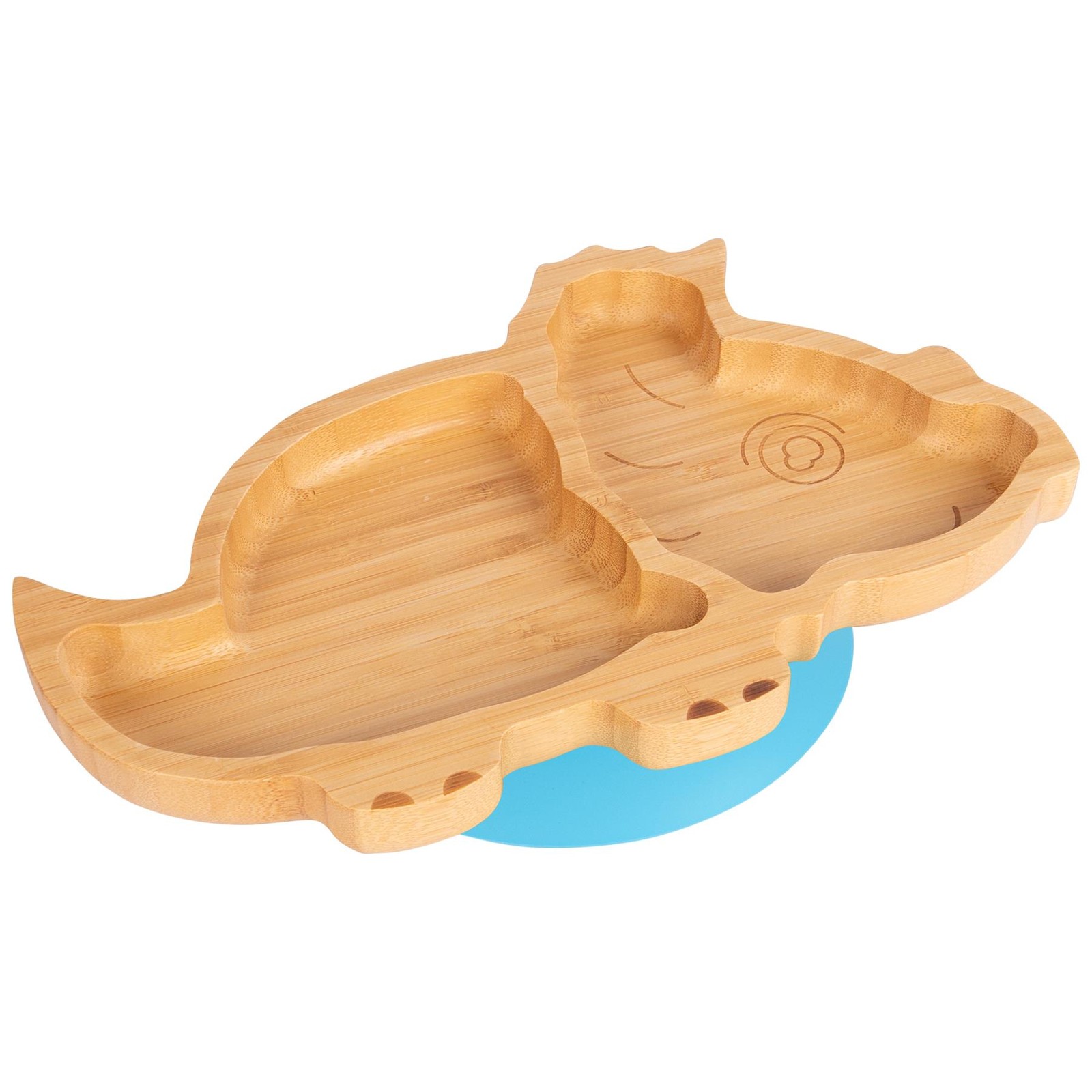 Children's Bamboo Suction Dinosaur Plate - Blue