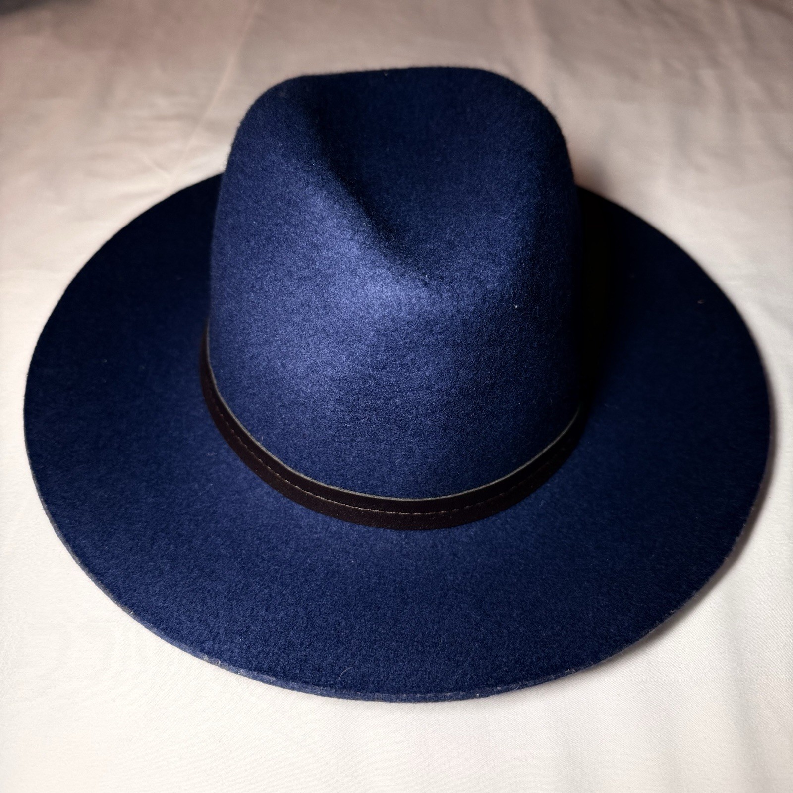 Blue Solid Fedora Hat Unisex Small/medium  Classi… - image 1