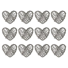 20Pcs Heart Rattan Ball Vase Filler Home Decoration Light Grey 2.36 in