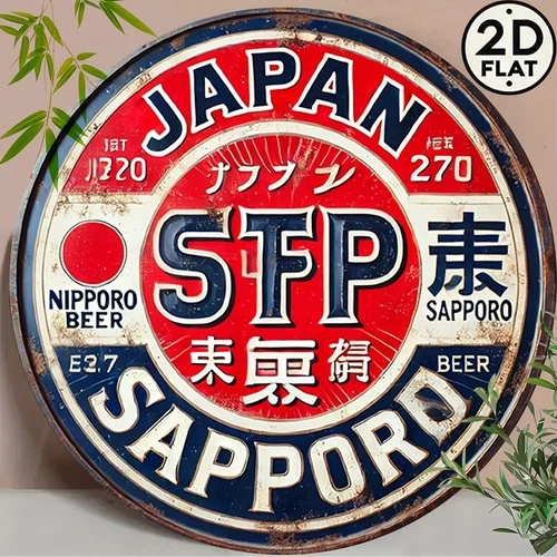 [Vintage Tin Metal Signs Sapporo Beer, Vintage Reusable Classic 8" Roun Signs