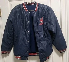 1990's BOY'S Mighty Mac Cleveland Indians Reversible Winter Jacket ~Large 14/16