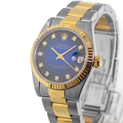 Rolex Datejust 31mm Yellow Gold and Steel Blue Vignette Diamond Dial 68273