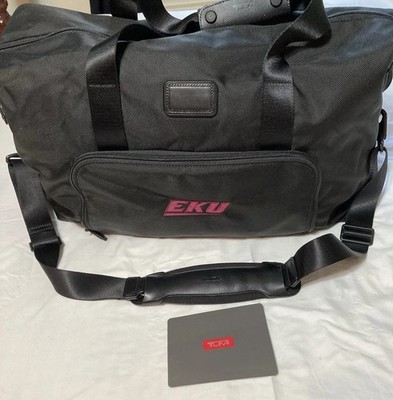 Tumi Alpha II Travel Duffel Black Ballistic Nylon Carry On Gym Bag EKU Logo