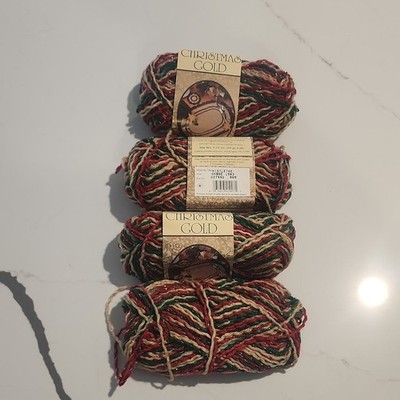 Caron Victorian Christmas Gold Ombre 1903 Metallic Worsted Acrylic Yarn Lot 3.5 