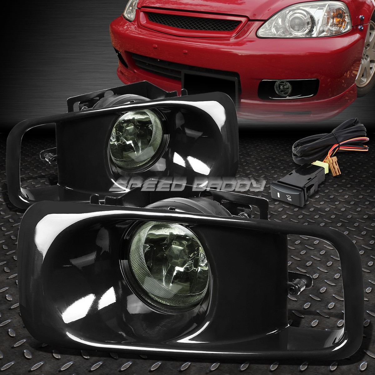 FOR 99-00 HONDA CIVIC EJ/EK/EM SMOKED LENS BUMPER FOG LIGHT LAMPS