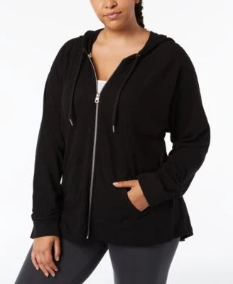 Calvin Klein Ruched-Sleeve Zip Hoodie, XS-4 191797137939 1X RT $59.0