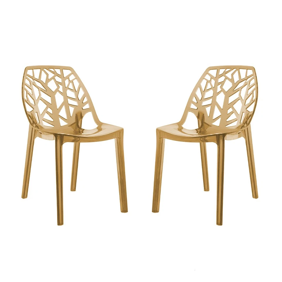 Set 2 sedie in policarbonato trasparente interno impilabili design moderno ZELDA - Immagine 2 di 4