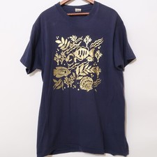Vintage 80s Gold Foil Tropical Fish Large T Shirt Made in USA Single Stitch