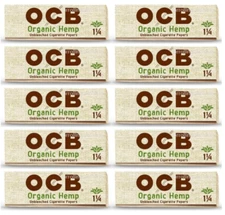 10x OCB Organic Hemp Rolling Papers 1 1/4 50 Lvs FREE USA Shipping Great Prices!