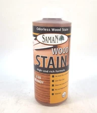 SAMAN Interior Water Based Stain for Fine Wood 110 Brandy 12 oz Bottle