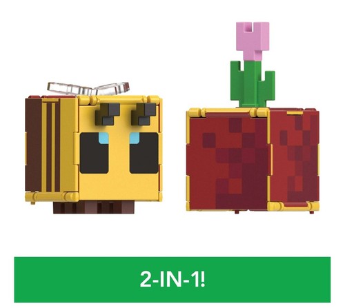 2024 Minecraft Flippin’ Figs - BEE + FLOWER POT 2-in-1 Figure - Picture 6 of 8