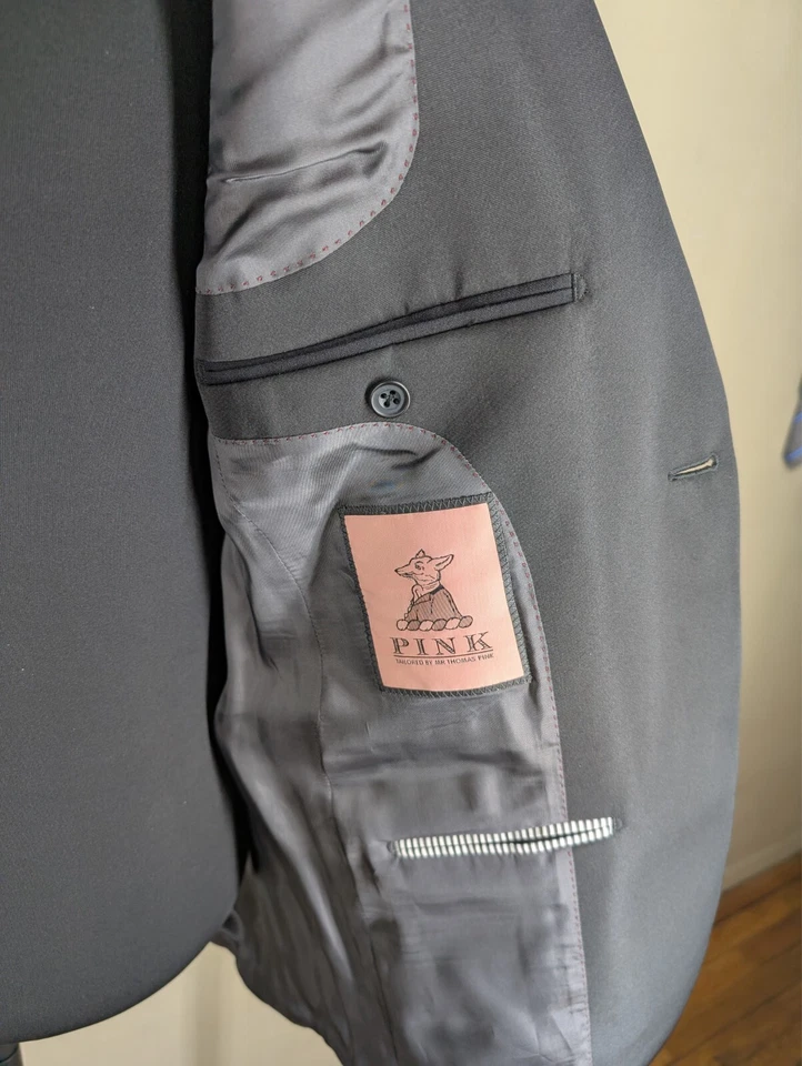 Chaqueta de Noche Thomas Rosa 100% Lana Negra -Sin Pantalones - EE. UU. Talla 38 Regular - CASI COMO NUEVA Foto 2 de 4