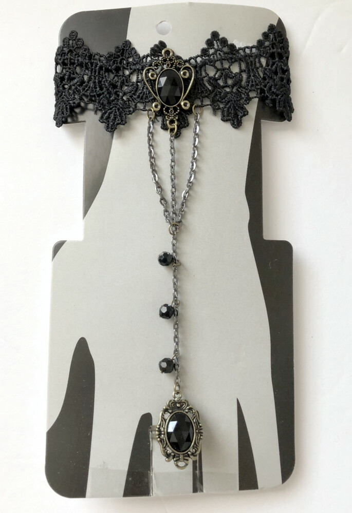 Steam Punk ~ Wiccan Gothic ~ Black Lace VICTORIAN SLAVE BRACELET & Ring Combo-image