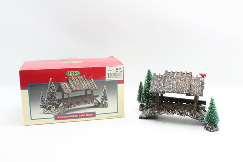 Lemax Wooden Bridge With Trees 2001 Village Collection - Picture 7 of 12