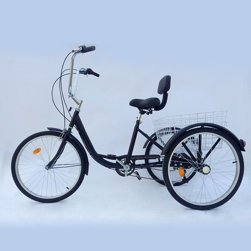 24" 3 Räder Dreirad Erwachsene 24"Zoll Senioren Dreirad 6 Gang 3-Rad Bike + Korb - Bild 21 von 24