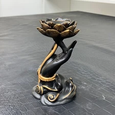 Lotus hand Sphere Resin Holder Stand Base Crystal Ball showing stand C123