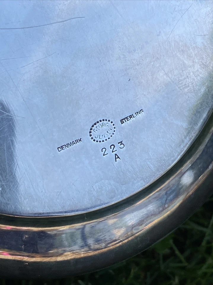 Bandeja ovalada de plata de ley Georg Jensen Dinamarca 223A Foto 4 de 4