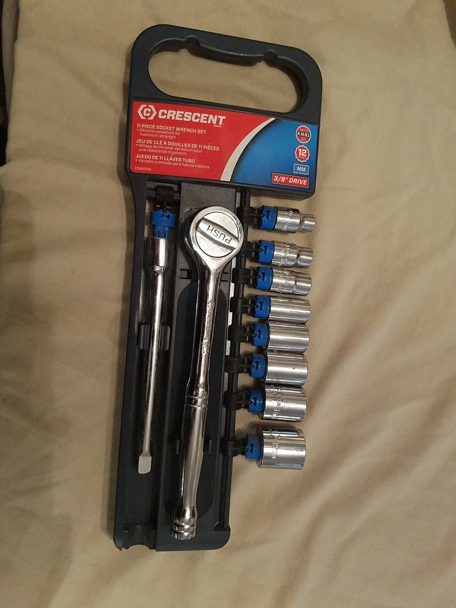 Crescent 11 Piece Socket Wrench Set CSWS11M 3 8 Drive MM eBay