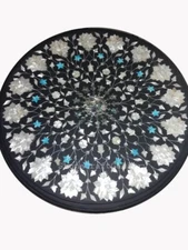 18" Marble corner Table Top Semi precious Stones Inlay handicraft work Decor