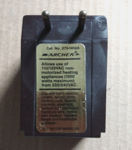 VINTAGE ARCHER RADIO SHACK 1000 WATT FOREIGN TRAVEL VOLTAGE CONVERTER ADAPTER