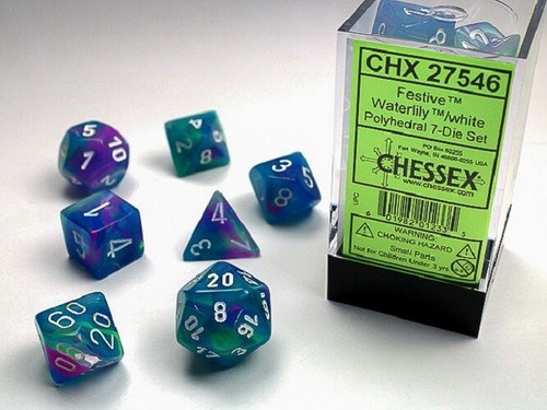 Chessex Würfel festliche Seerose/weiße Zahlen polyedrisch 7-Stanzformen Set CHX27546 - Bild 2 von 2