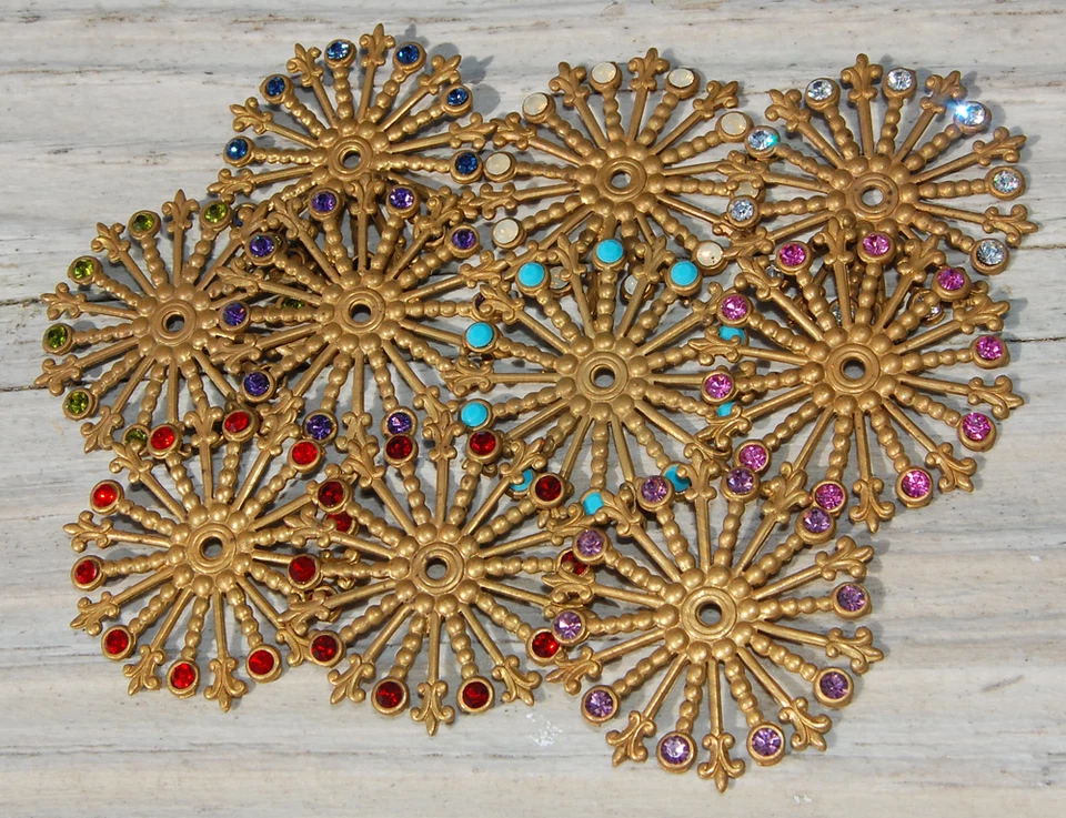 RADIO DECORATIVO VINTAGE PEDRERÍA LATÓN hecho con SWAROVSKI MUCHOS COLORES 39mm Foto 3 de 4