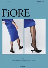 FIORE EST PATTERNED BACKSEAM METALIC BACKSEAM TIGHTS PANTYHOSE 3 SIZES BLACK
