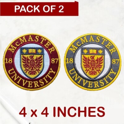 Pair of McMaster University Logo Iron On Patch - Sew Patch - Embroidered Patch