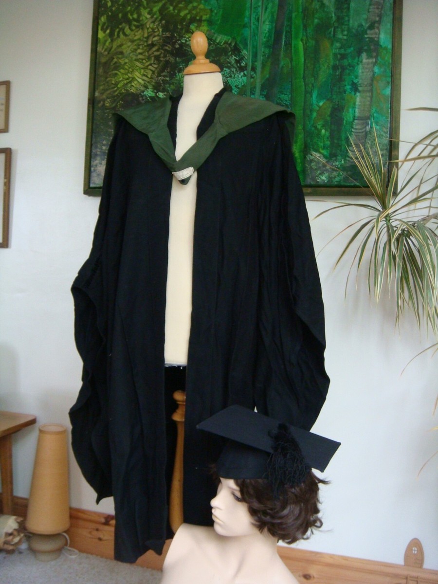 Vintage Ede & Ravenscroft Velvet Trim Graduation/Law Gown/Hood & Mortar  Board | eBay