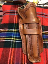 Classic western holster Mexican double strap with closed toe hand tooled